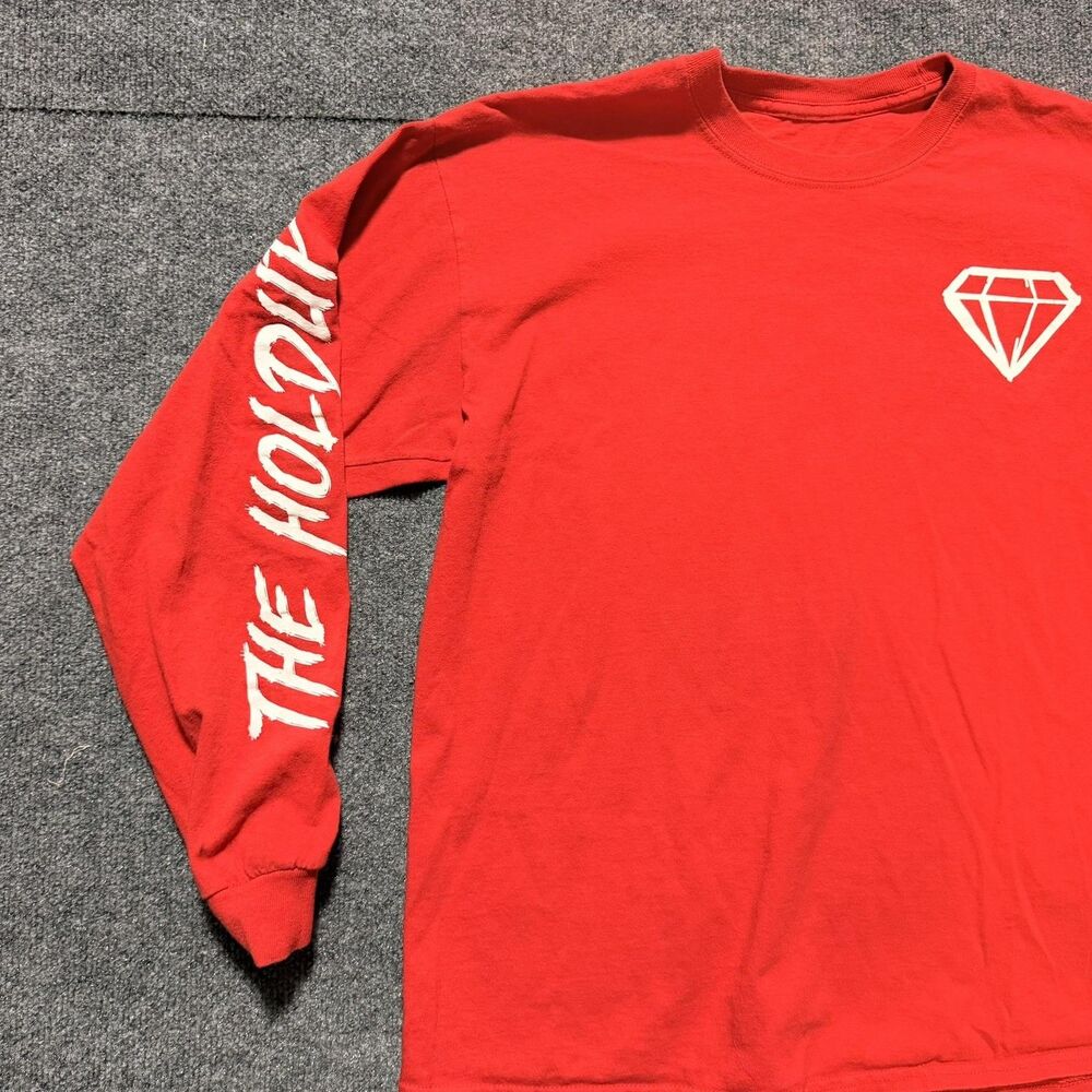 The Holdup Shirt Mens Large Red Long Sleeve Diamond Logo Band Graphic Crewneck - Picture 2 of 10
